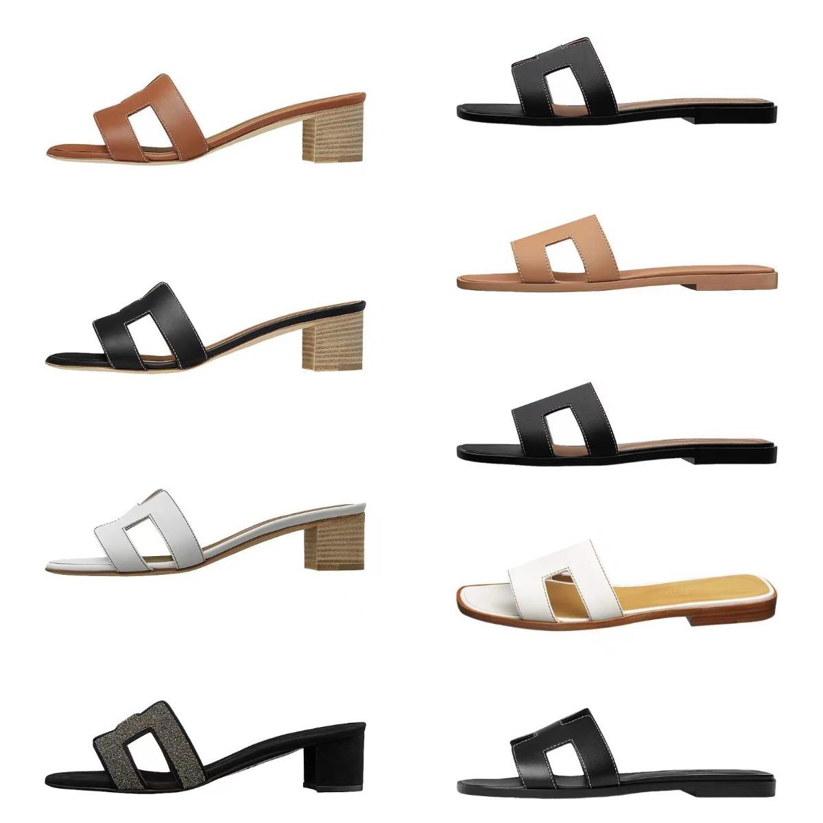 WithBox Designer Heels sandals for women slide luxury flat slippers beach sandal classic rubber slides suede genuine leather sliders casual womens shoes 35-42