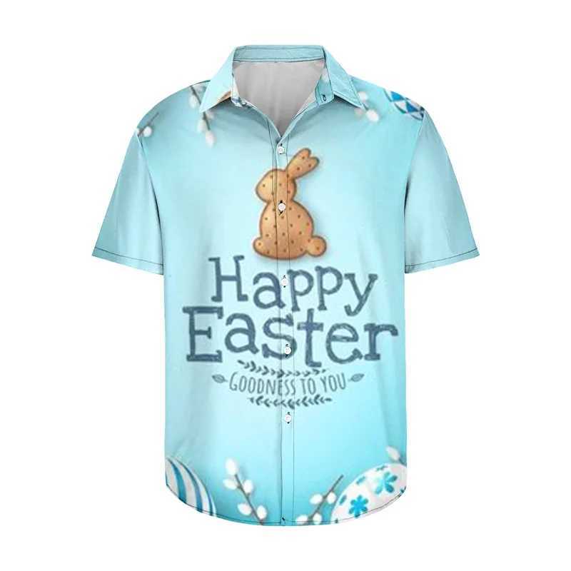 Men's Casual Shirts Men Women Easter Hawaiian Shirt Happy Short Sleeve Cuban Collar Button-Down Tops For 240417