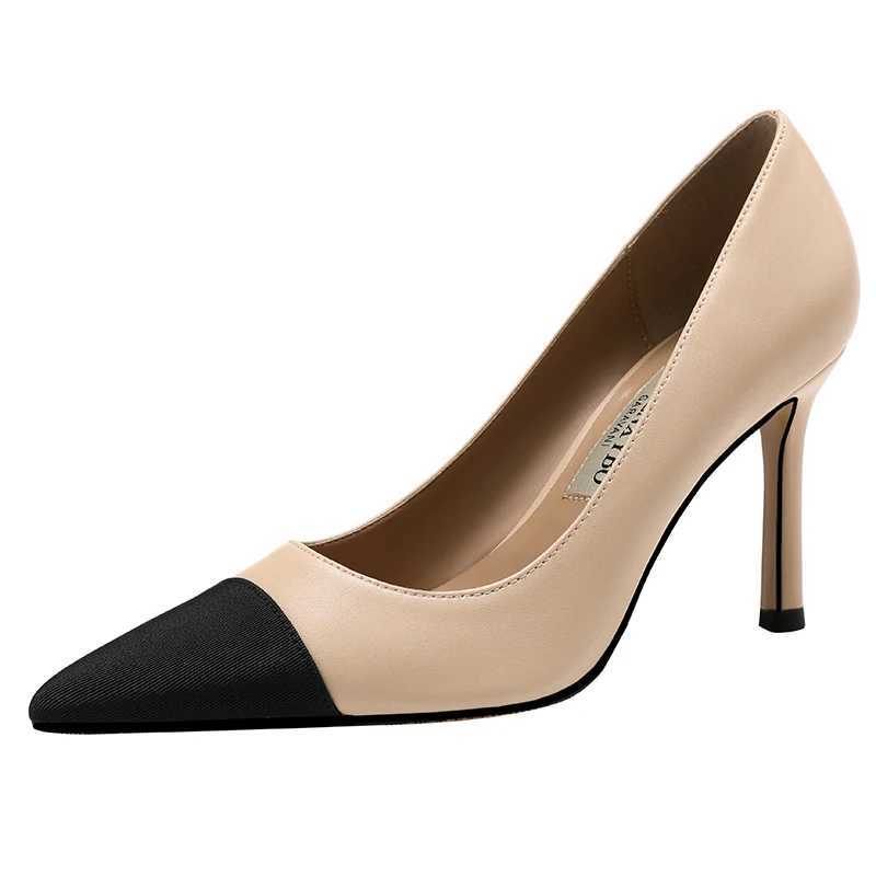 French leather Etiquette Social small perfume style single point shoes womens color shallow mouth high heel stiletto shoes Y241116