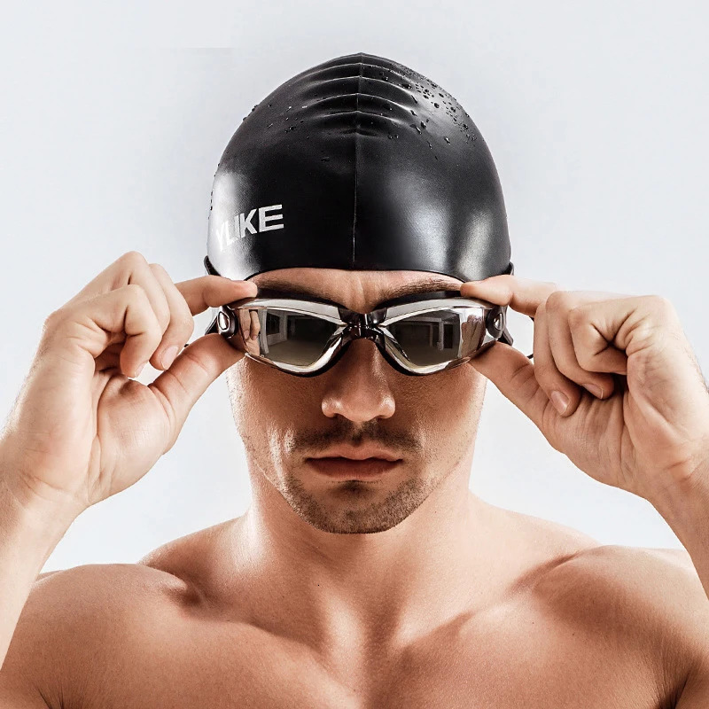 Men Swimming Shorts Waterproof Competition Swim Equipment Goggles with Ear-plug Cap Case Trunks Briefs Swimwear Half Pants 240410