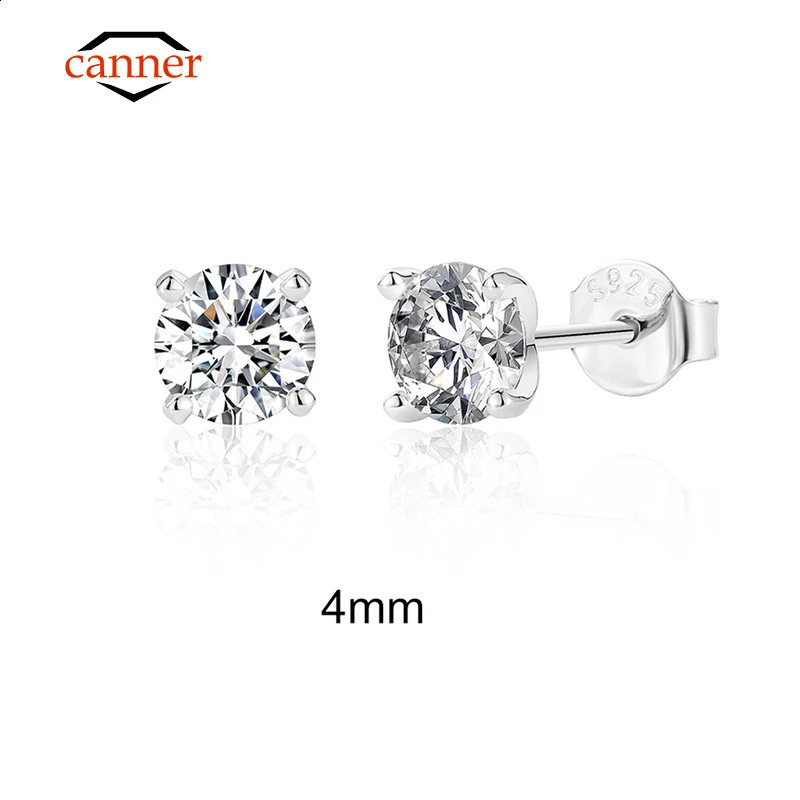 CANNER 0512 D Color Ear Stud Earrings For Women 925 Sterling Silver Sparkling Piercing Earring Fine Jewelry 241116