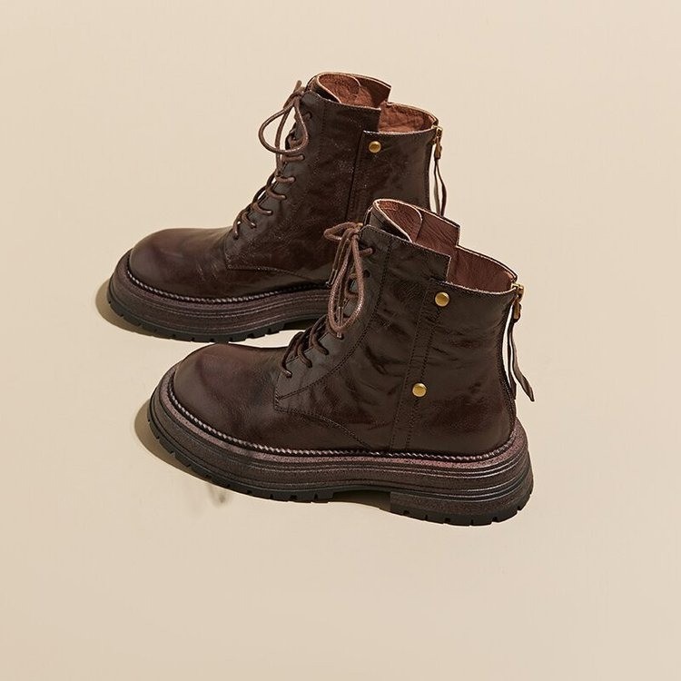 Women's Boots:Fashion Design Handsome Sexy Style Spicy Girl Martin 2024 Winter Vintage Versatile Short Boots Hot Sale,Black/Brown,Free shipping 7