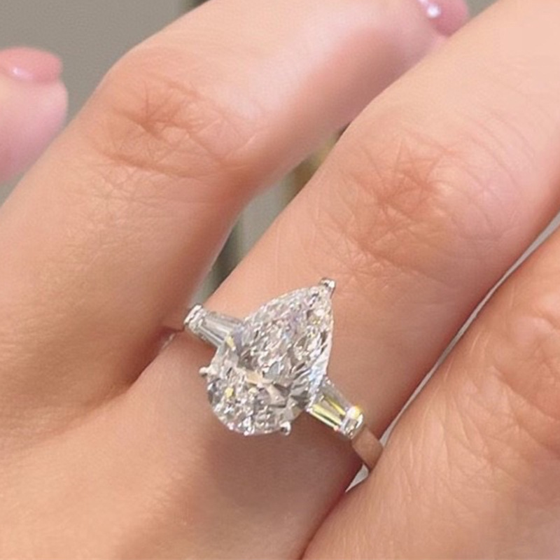 2024 New Brand Luxury Jewelry Wedding Rings 925 Sterling Silver Water Drop 5A Cubic Zircon CZ Diamond Party Eternity Women Engagement Band Ring Gift