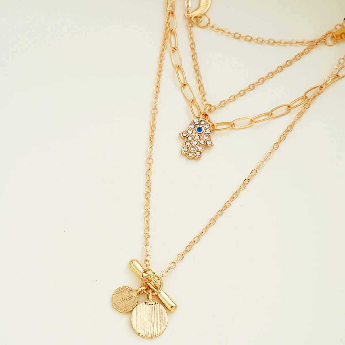 Bohemian Gold Color Multilayer Handmade Chain Vintage Fashion Crystal Pendant Necklaces Sets Jewelry For Women Accessories 2024 W250318