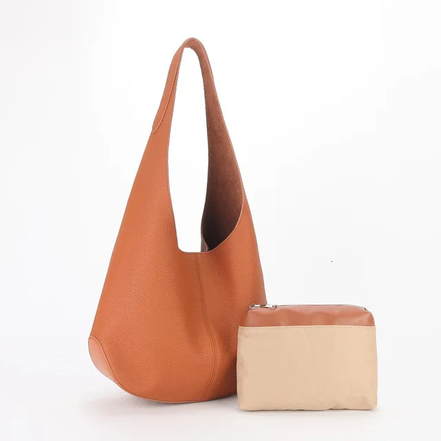 Donna-In First Layer Cow Leather Tote Genuine Full Grained Hobo Shoulder Bucket Bag Casual Slouchy Daily Large Capacity BagVoyage