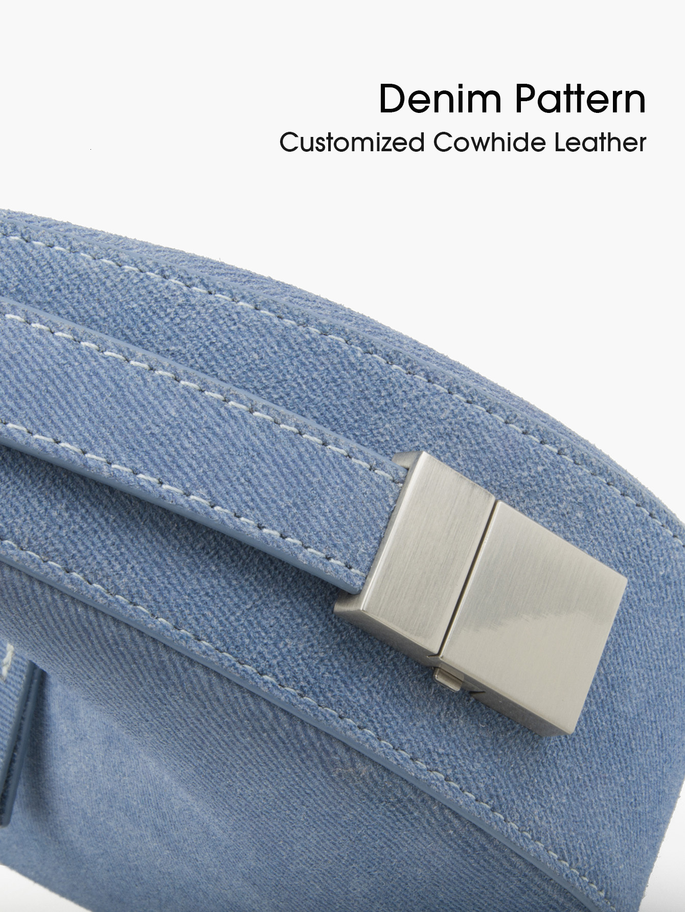 Donnain Trendy Denim Blue Cow Suede Women Half Moon Clutch Handbag Real Leather Crescent Hobo Mini Shoulder Bag Fashion Genuine Leather BagVoyage