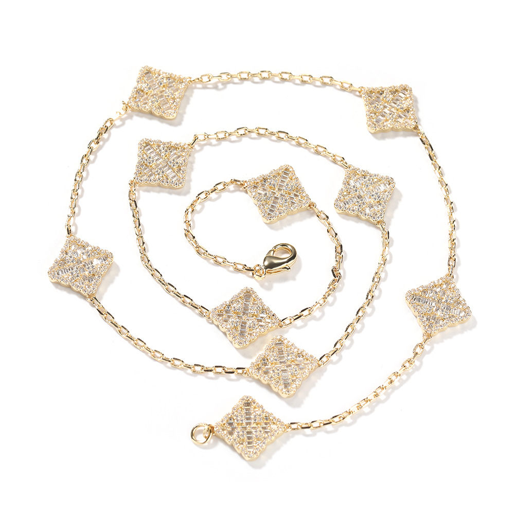 Lucky Four-leaf Clover Flower Pendant Necklace Adjustable Clavicle Chain Jewelry