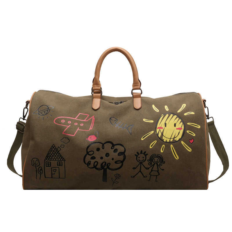 Graffiti Personalized Travel Bag Trendy Western Storage Bag for Business Travelers Casual Luggage Bag Large Capacity Crossbody Bag
