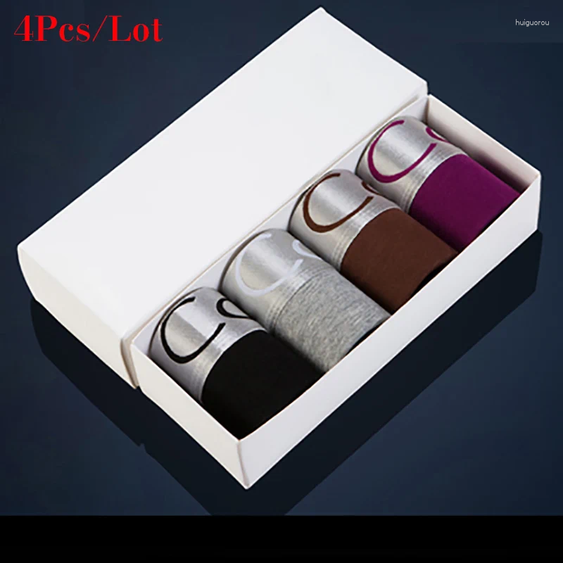 Underpants 4 Pcs/lLot Gay Sexy Underwear Men Boxer Shorts Plus Size Cotton Boxers Mens Cueca