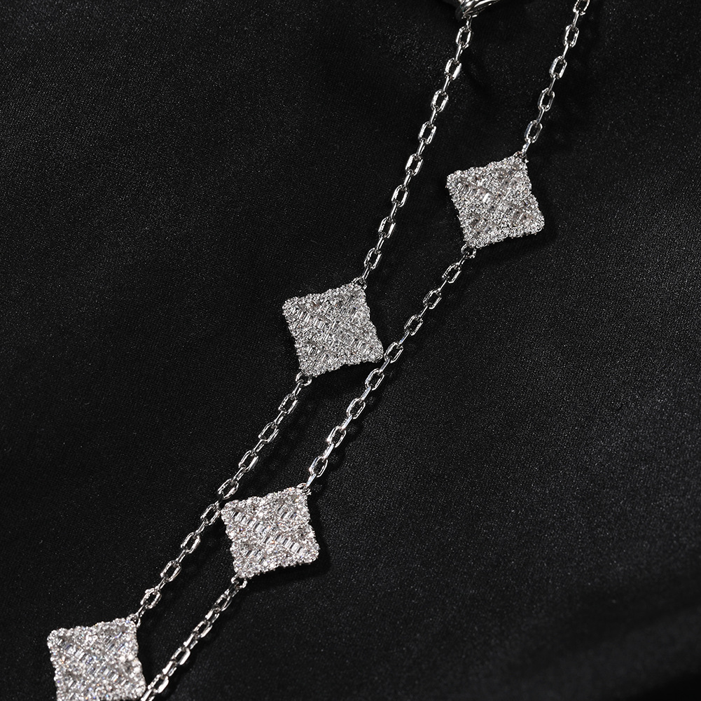 Lucky Four-leaf Clover Flower Pendant Necklace Adjustable Clavicle Chain Jewelry