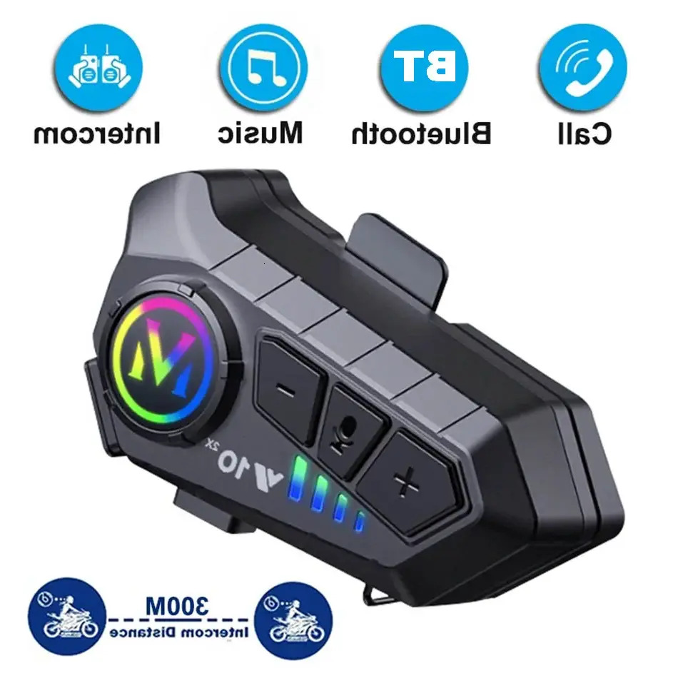 New Y10 2X Helmet Intercom For Motorcycle Bluetooth 5.3 Wireless Ipx6 Waterproof Noice Reduction Handsfree Headsets Intercomunicador