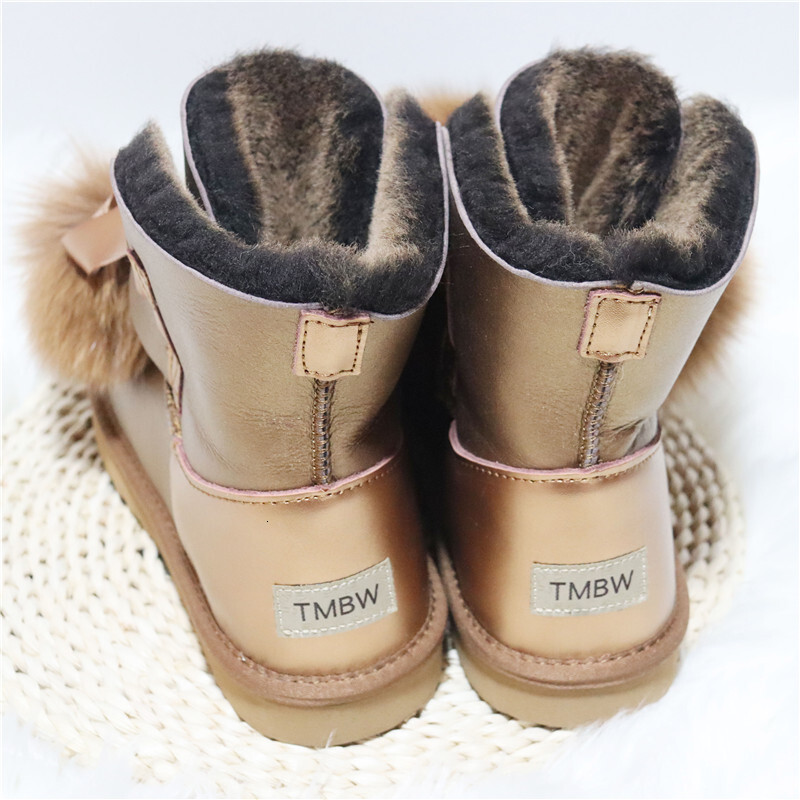Fashion Real Women's Woman Snow 100% Genuine Sheepskin Winter Boots Shoes Women