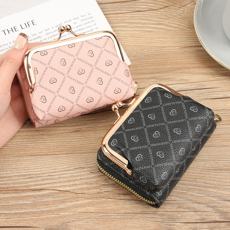 PT060,New Womens Fashion Zipper Short Wallet Large Capacity Coin Multi Slot Card Bag Money Clip