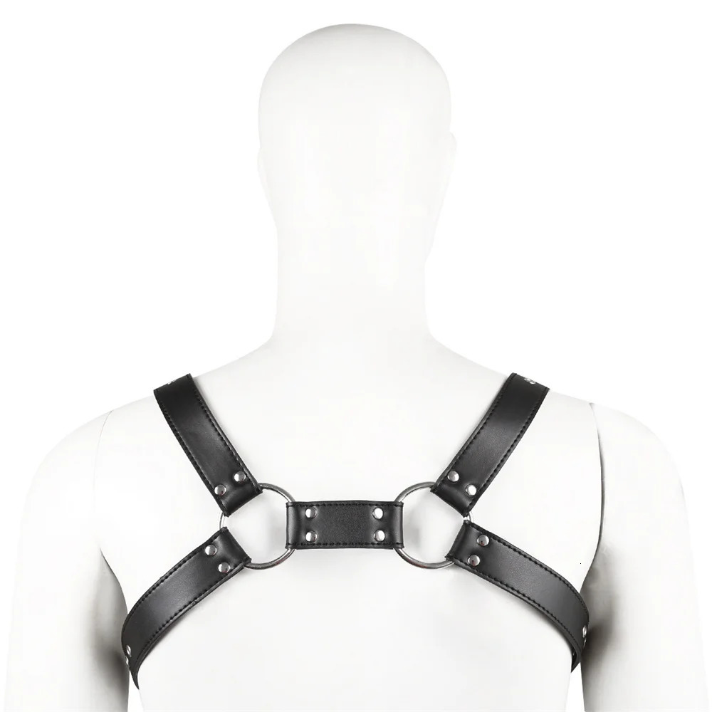 Fetish Men Leather Gay Sexy Suspenders Harness BDSM Sex Belts Sexual Body Bondage Straps Punk Rave Cotumes 240401