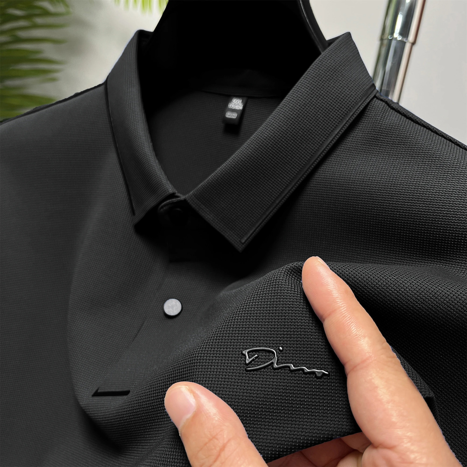 Light Ice Silk Mens Polo Shirt Summer Lapel Letter Embroidered Short Sleeve British Fashion Trend Handsome Mens T-shirt 240415