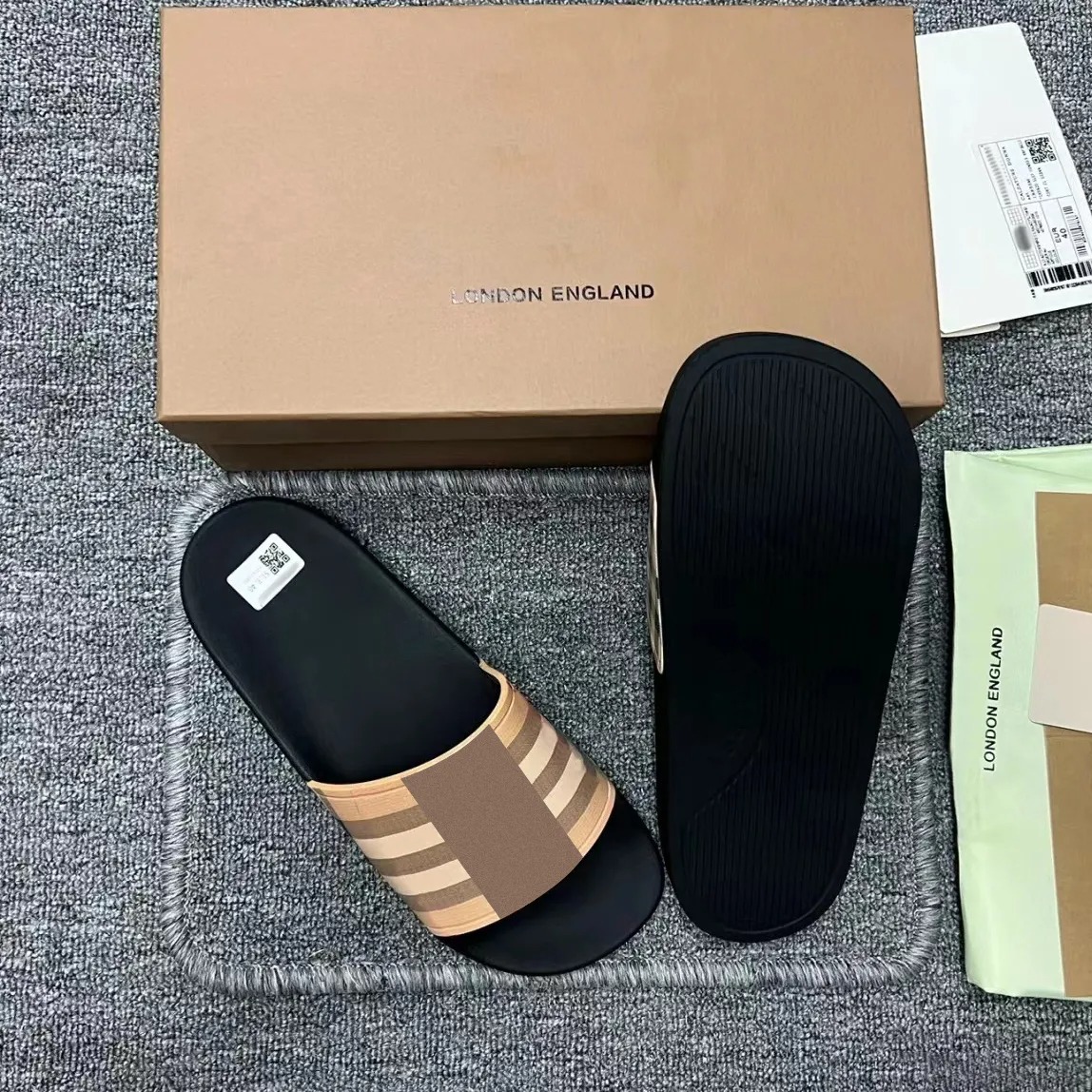 Vintage printing tartan slipper sandal Casual shoes Slide luxury Designer Summer outdoors womens mens Beach flat slippers Mule travel Plaid sandale Size 36-46