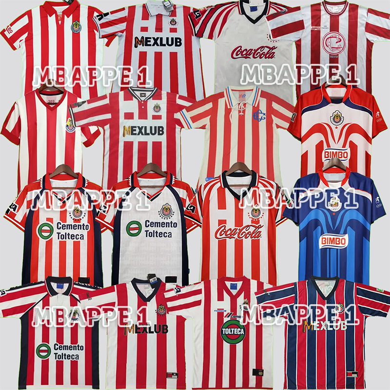 1994 95 96 97 98 99 Chivas Guadalajara Retro Soccer Jersey 2001 02 06 07 R. RAMIREZ B. GALINDO R. MORALES O. BRAVO Home Away Football Shirt