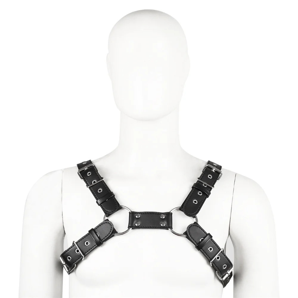 Fetish Men Leather Gay Sexy Suspenders Harness BDSM Sex Belts Sexual Body Bondage Straps Punk Rave Cotumes 240401