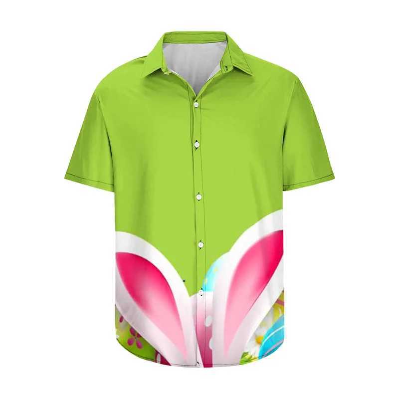Men's Casual Shirts Men Women Easter Hawaiian Shirt Happy Short Sleeve Cuban Collar Button-Down Tops For 240417