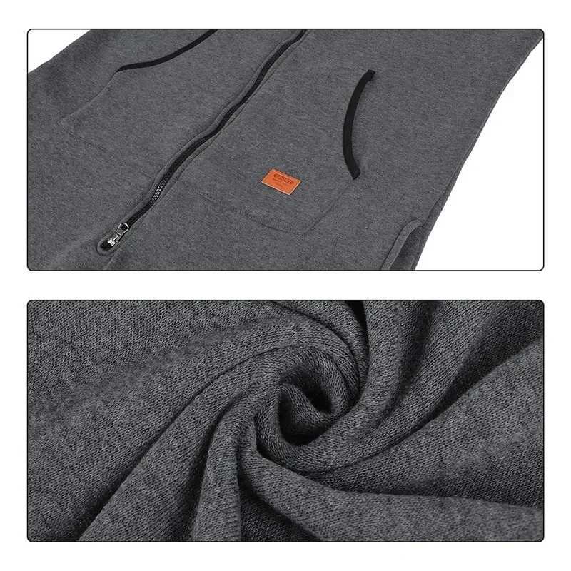 Mens Onesie Jumpsuit Pajamas Long Sleeve Sweatpants Pure Color Splicing Autumn Winter Casual Hoodie Male Zipper JumpsuitXJ241116