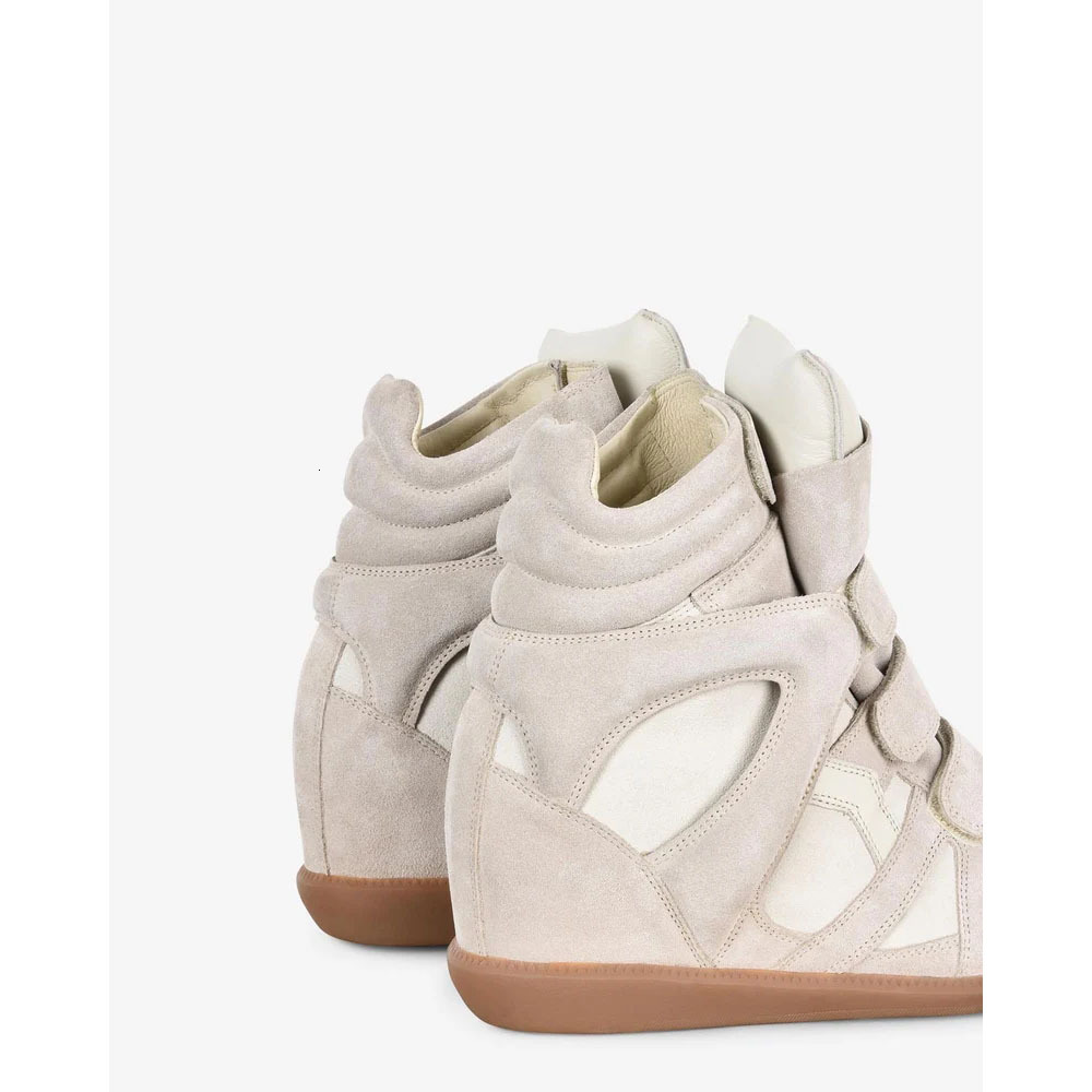 Women's Leather Wedge Sneakers Ecru