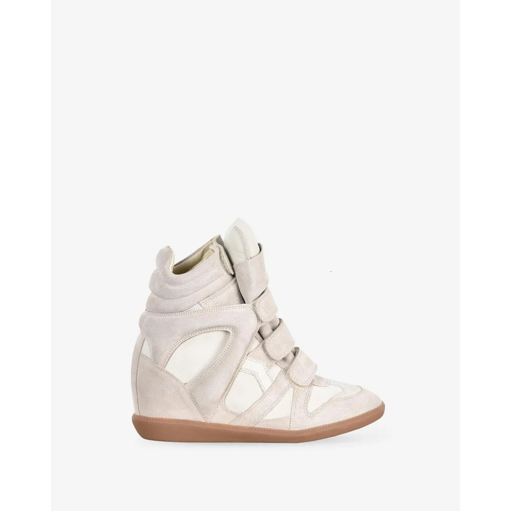 Women's Leather Wedge Sneakers Ecru