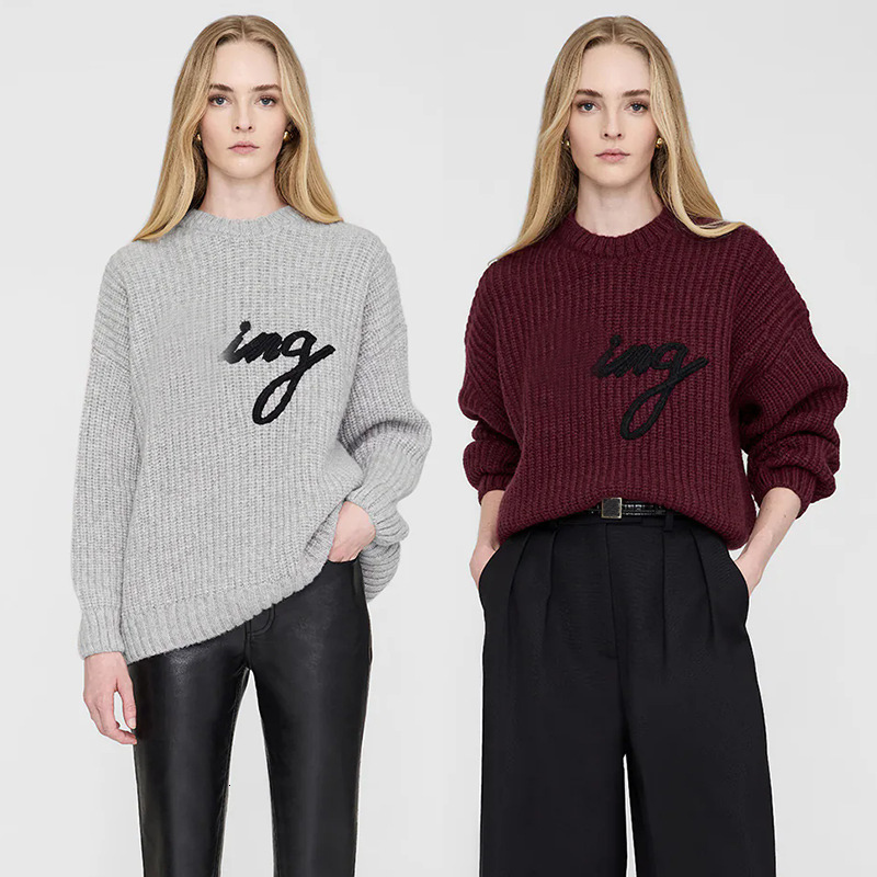 24 winter new wool knitted sweaters round neck alpaca wool women designer classic letter pullover bing sweater