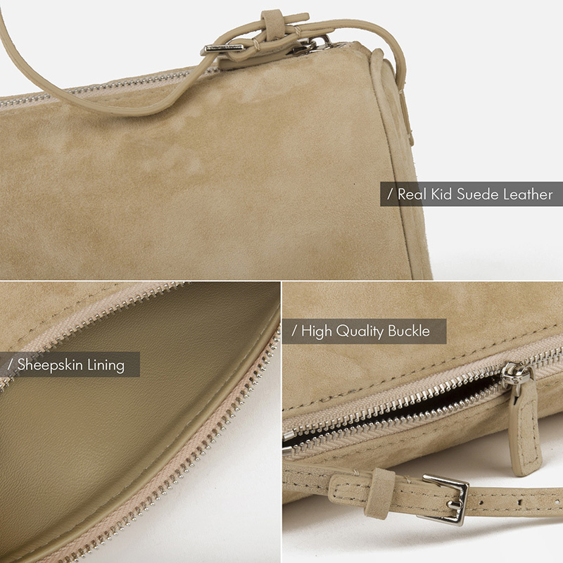 Genuine Suede Handbag Natural Sheepskin Leather Top Handle Bag With Removable Shoulder Strap For Women Fashion Zipper Style BagVoyage