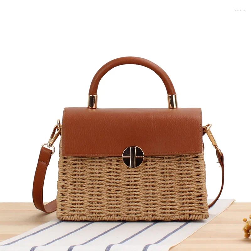 Totes Rattan Straw Bag Box Woven Handbag Crossbody Bags For Women