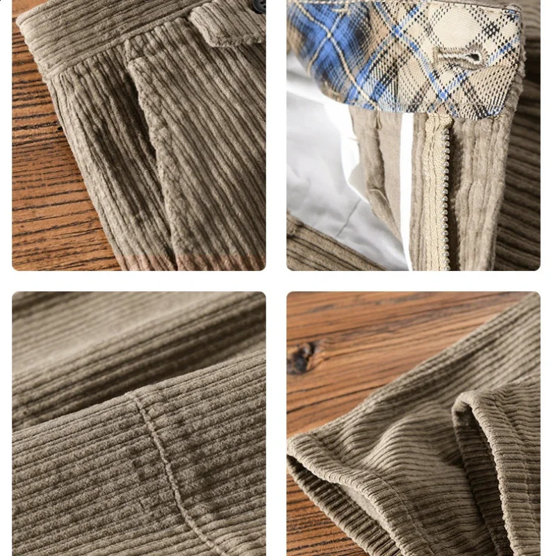 Winter cotton Corduroy mens pants retro loose casual large pocket jogging mens streetwear mens pants F7610 241116