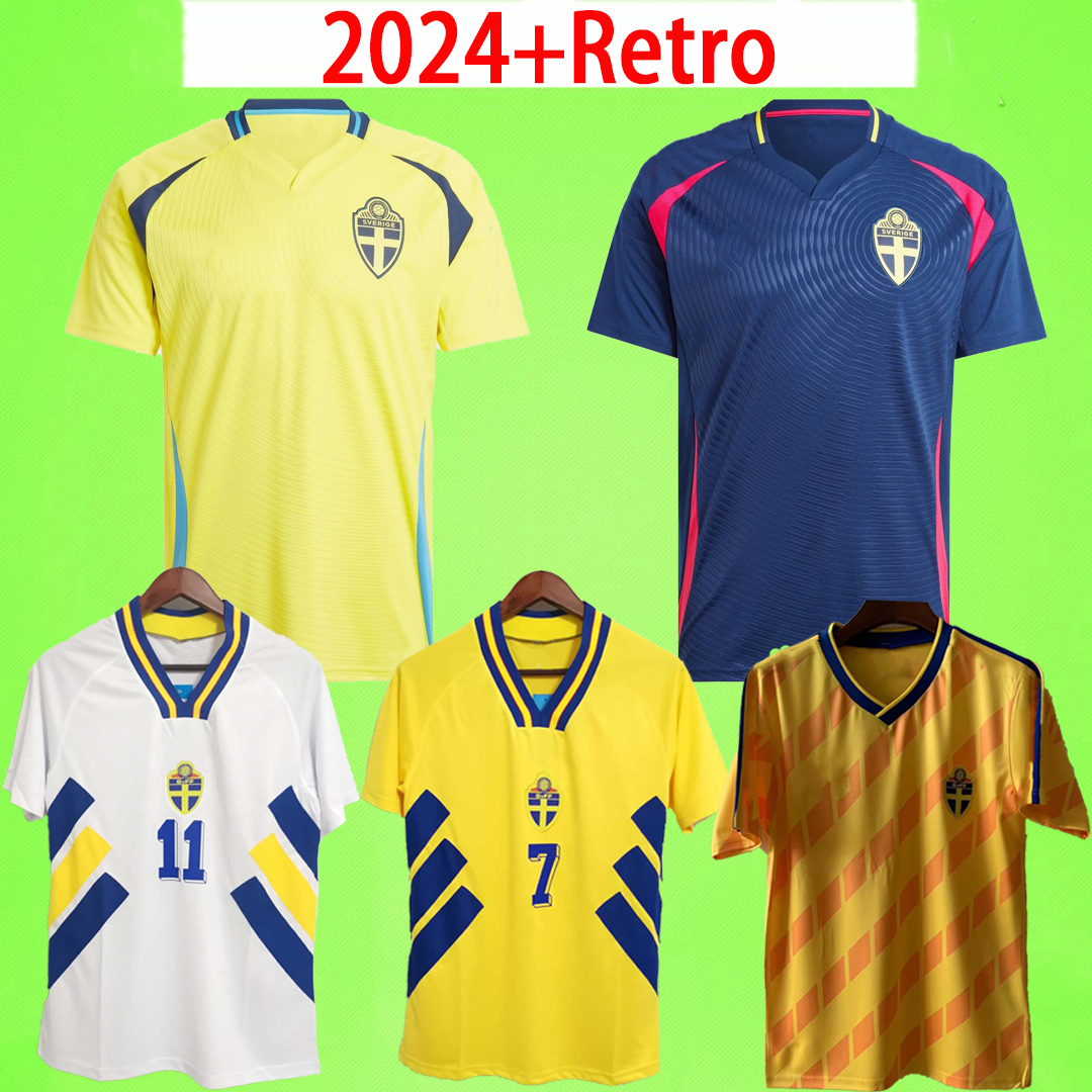 2024 2025 Sweden IBRAHIMOVIC soccer Jerseys 1988 1994 Retro KALLSTROM Home Away Football Shirt National Team LARSSON DAHLIN BROLIN 24 25 Uniforms Men kit MARCUS ISAK