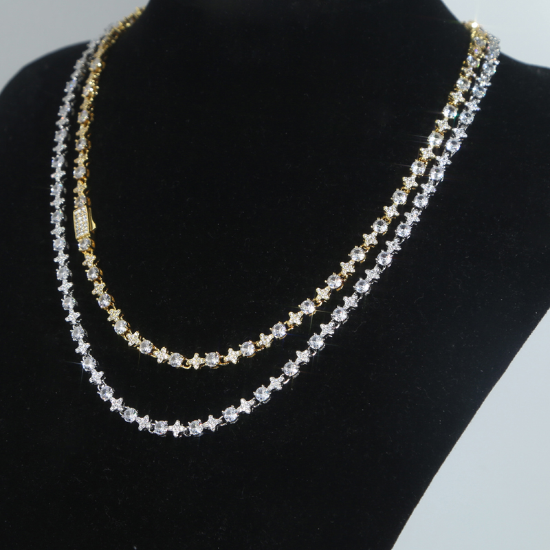 Prong Setting Cross Tennis Chain Bracelets for Women Iced Out Cubic Zirconia Paved Bg Cz Round Shape Fashion Jewelry 1d0b