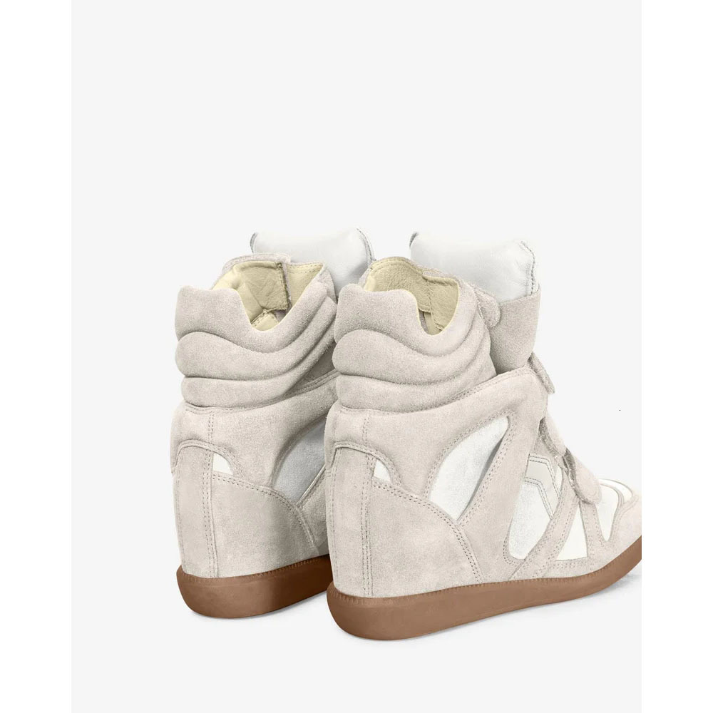 Women's Leather Wedge Sneakers Ecru