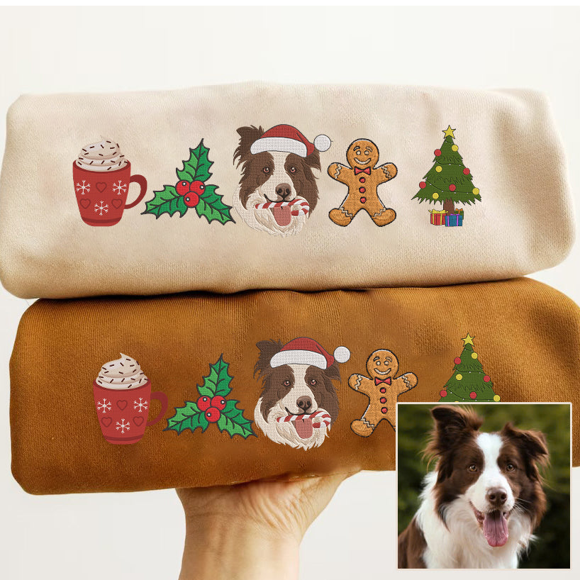 Pet Dog Cat Christmas Hoodie Sweatshirt - Personalized Embroidery to Create a Unique Festive Style for Your Pet.