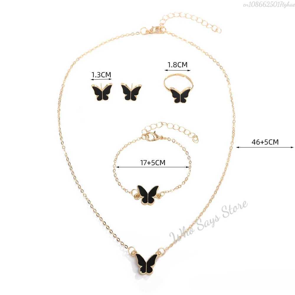 Butterfly Jewelry Sets Crystal Acrylic Romantic Bracelet Ring Necklace Earring Set for Women Wedding Dinner Dr AccoriesXJ241214