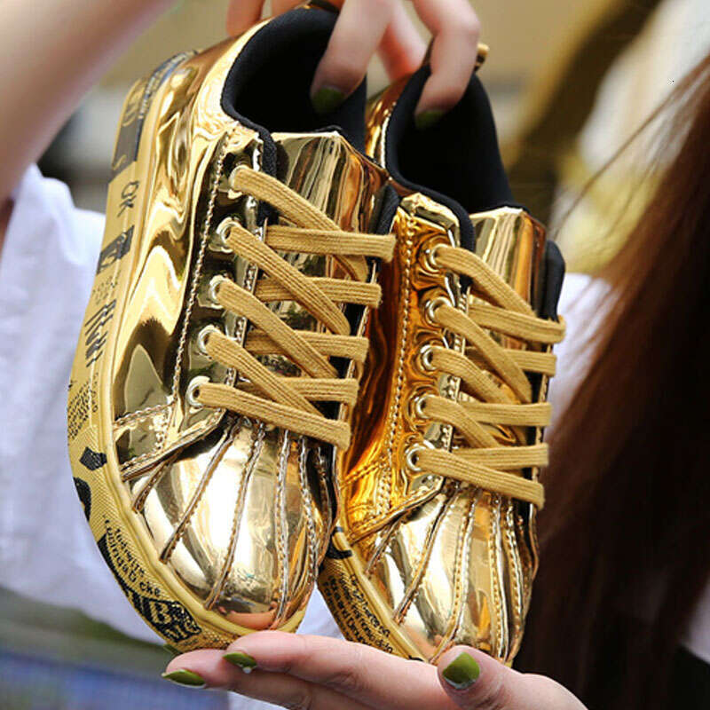 HotSale Gold Sier Men Hip Hop Casual Unisex Tennis Running Shoes Clunky Sneakers Bigsize Streetwear Male