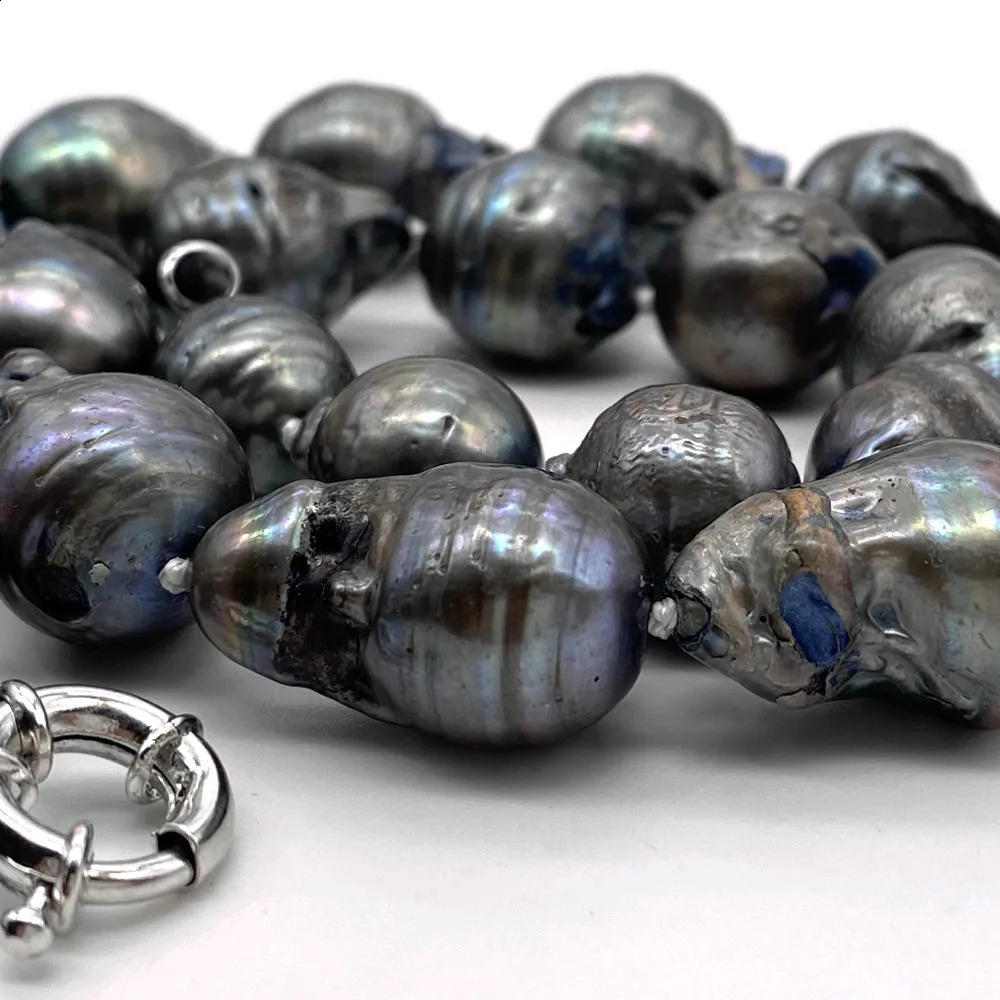 black gray color 13-22mm organized nuclear flame ball shape Baroque necklace freshwater 100% natural pearl 241116