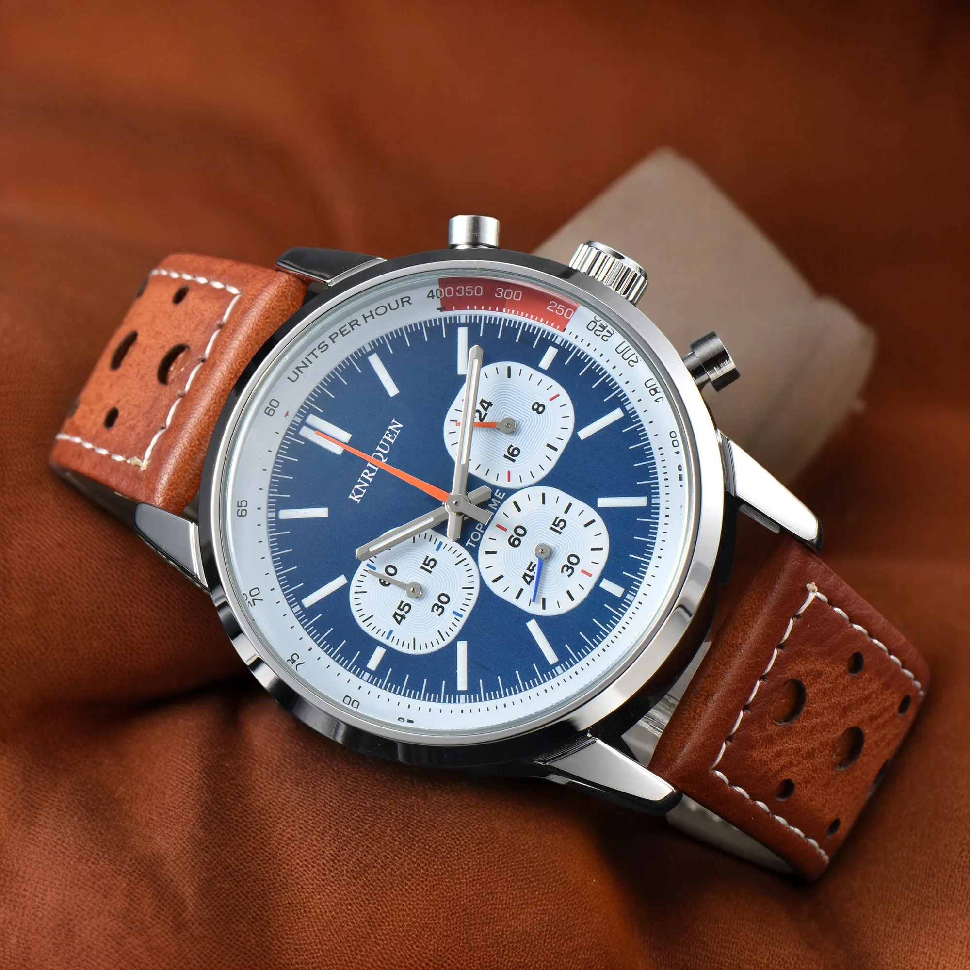 In Stock Top Popular Time Hot Sale Watches for Men Automatic Date Leather Strap Chronograph Movement Quartz Wristwatches High Quality Male Clocks Fashion