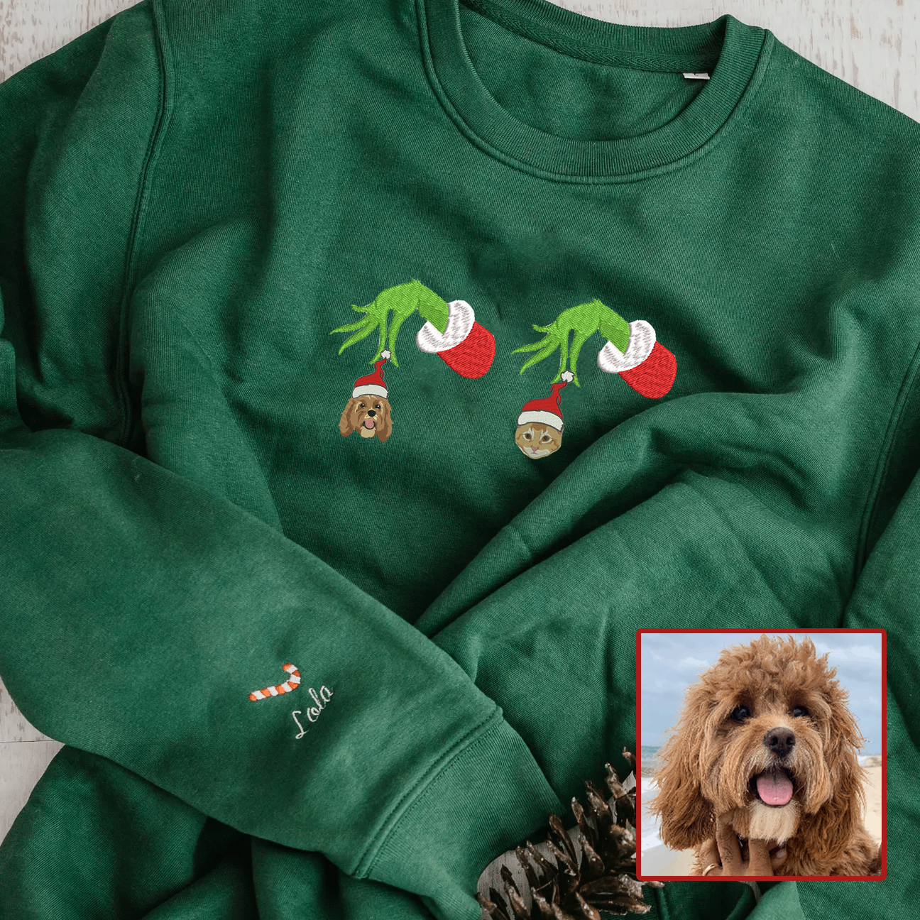Personalized Embroidered Christmas The Pet Dog Cat Hoodie Sweatshirt