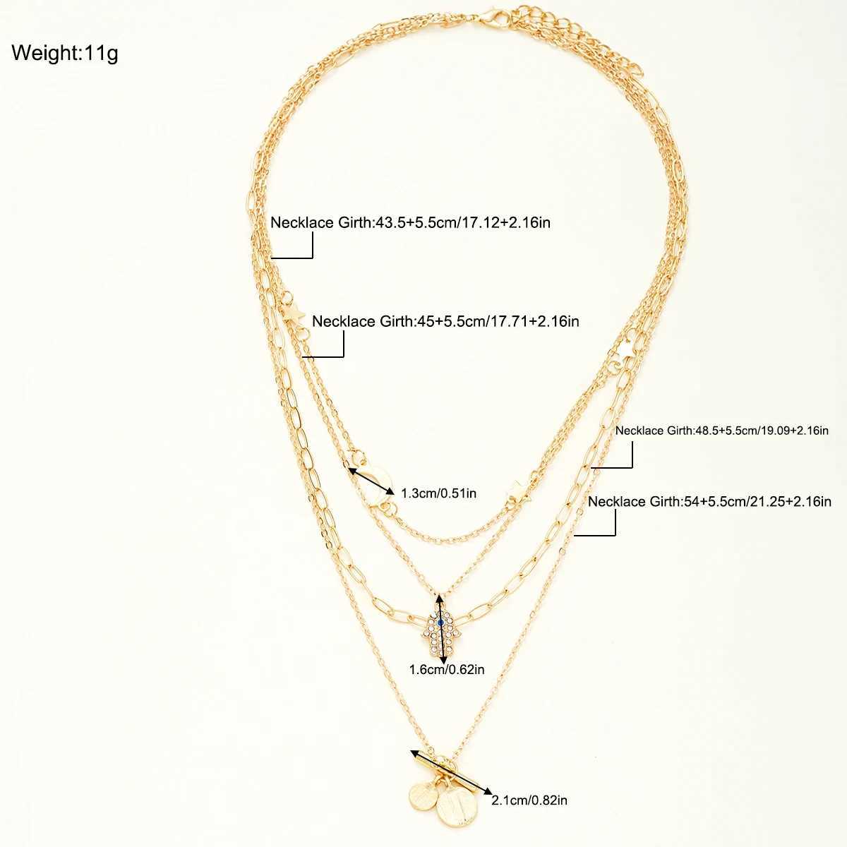 Bohemian Gold Color Multilayer Handmade Chain Vintage Fashion Crystal Pendant Necklaces Sets Jewelry For Women Accessories 2024 W250318