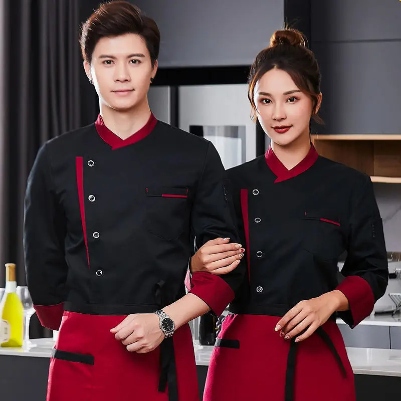 Restaurant Chef Jacket Top Long short Sleeve el Cafe Kitchen Work Wear Bakery Cooking Tops Fast Food Uniform for men 240412