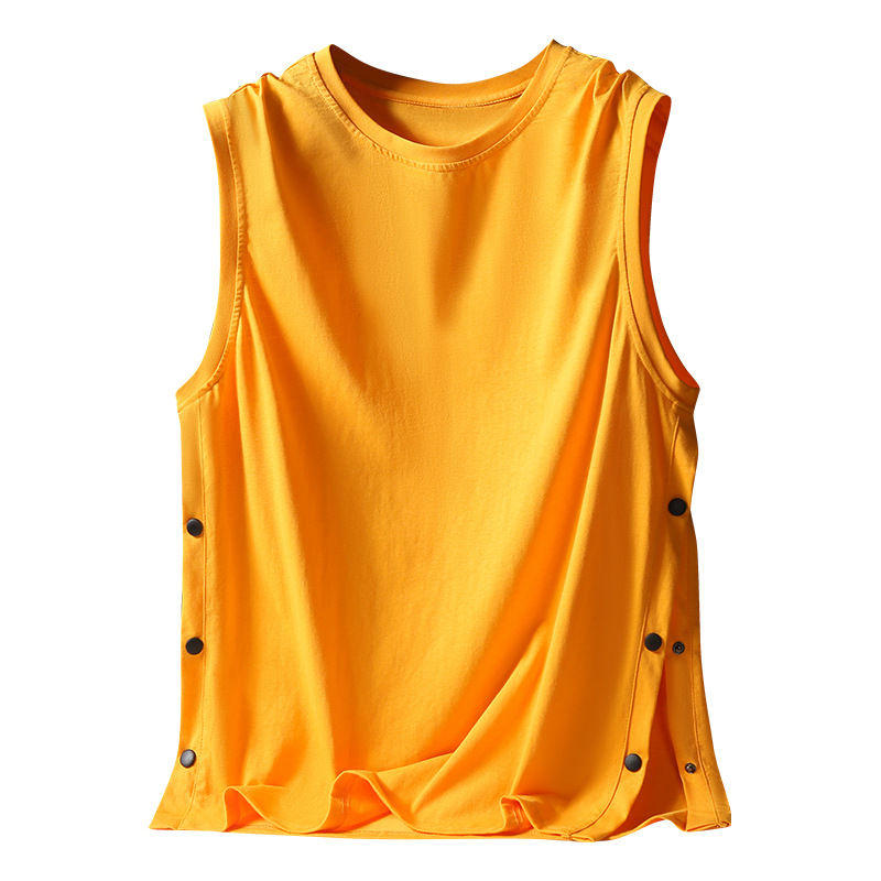 Summer Sleeveless T-shirt New Breasted Vest Pure Cotton Men's T-Shirts Versatile Youth Sports Leisure Loose Singlet Waistcoat Tank Top