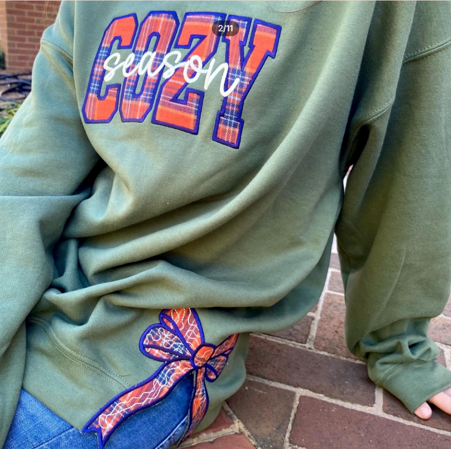 Family Pet Christmas Hoodie with Glitter Bow Embroidery Custom Made