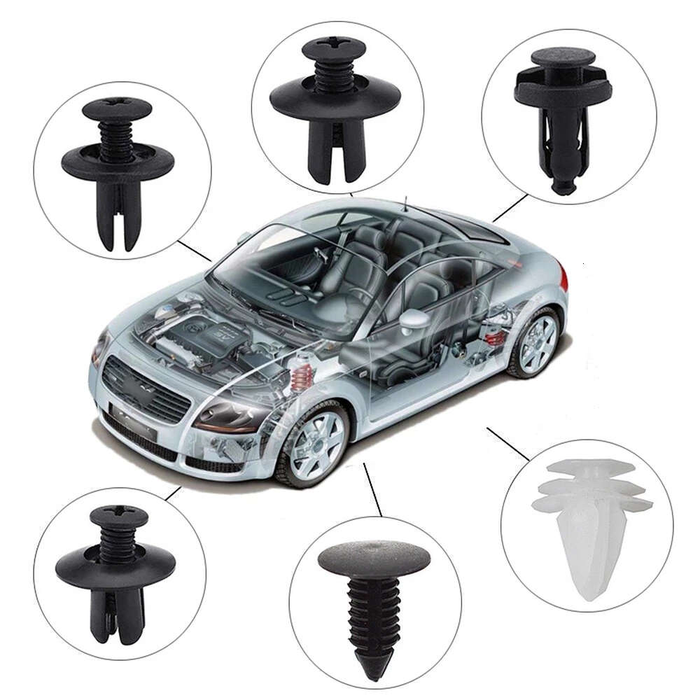 New HE26 Clip 6 Size Mixed 100pcs Auto Car Body Push Pin Rivet Bumper Door Trim Panel Retainer Fastener Kit