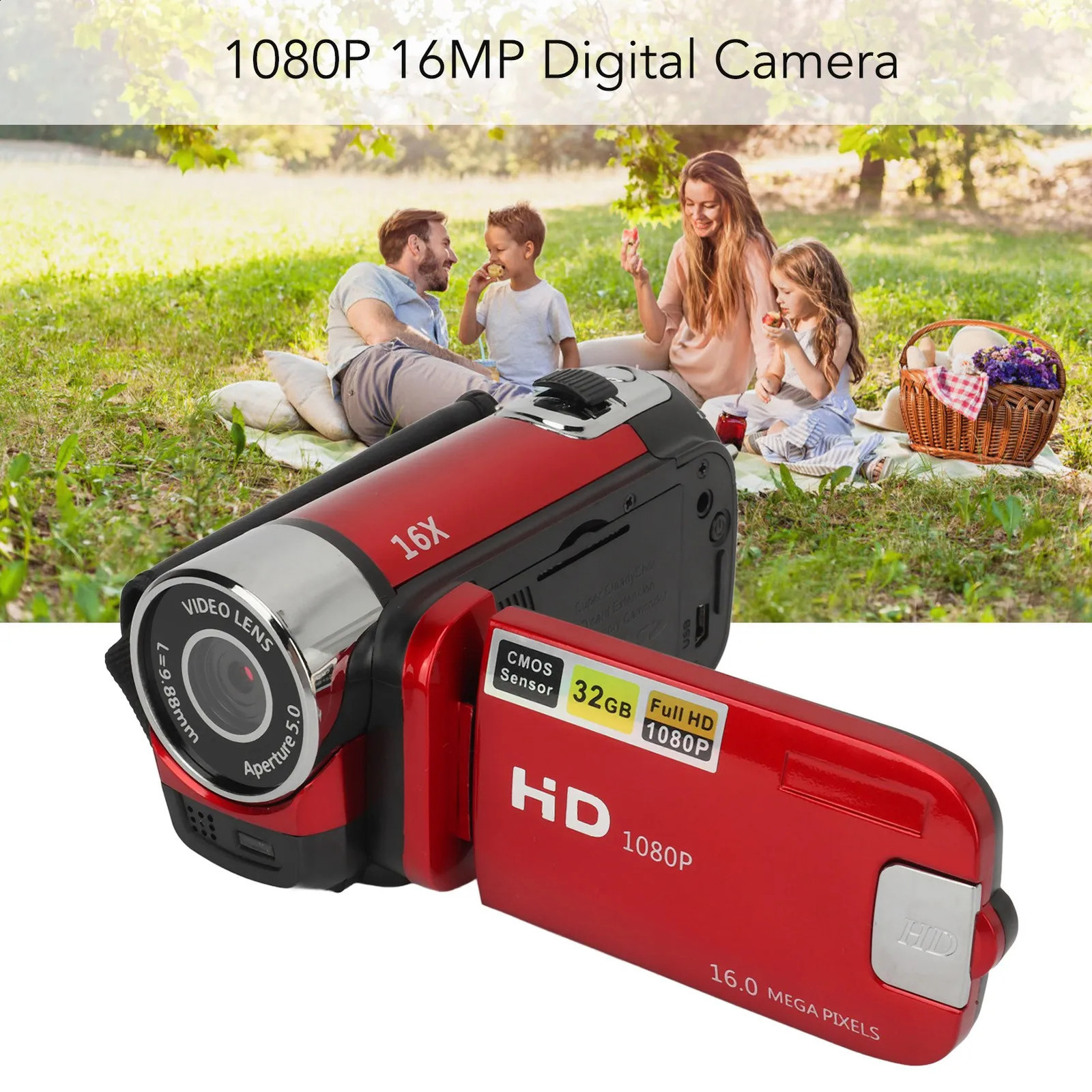 D90 1080P 16MP Digital Camera 24 Inch Rotatable Screen Camcorder 16X Zoom HD Video Recorder with Fill Light HD Video Camcorder 241113