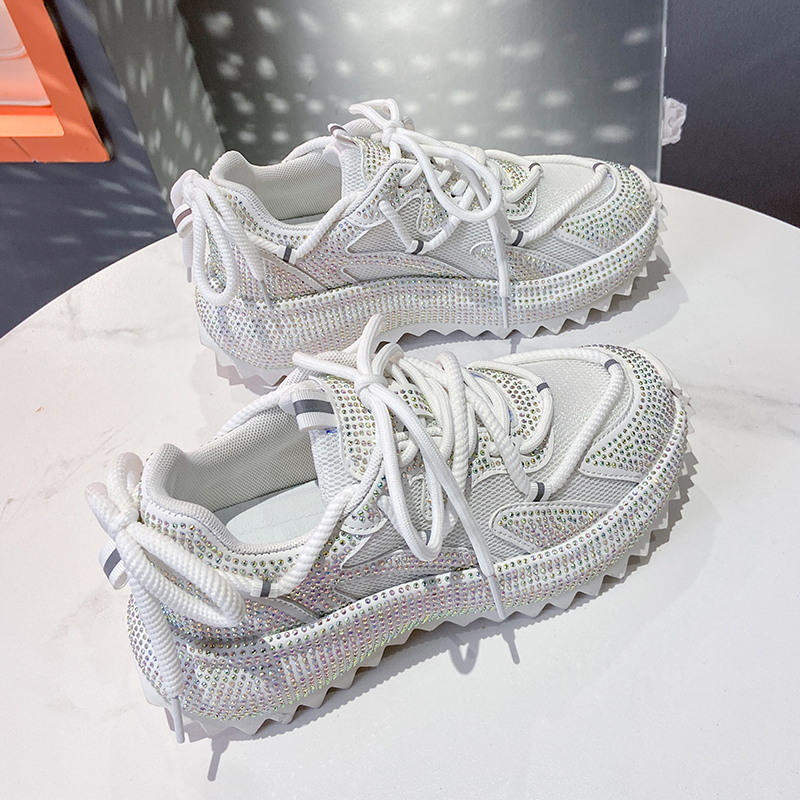 Full Diamond Running Shoes Thick soled Breathable Sports Water Diamond Casual Versatile Women's Shoes Sports Shoes Luxury casual shoes Designer s