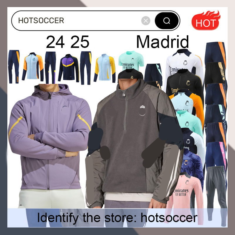 24 25 Madrid tracksuit Training half zip and short sleeved sportswear and jackets men and kids half zip jacket football sportswear set TRACKSUIT hotsoccer