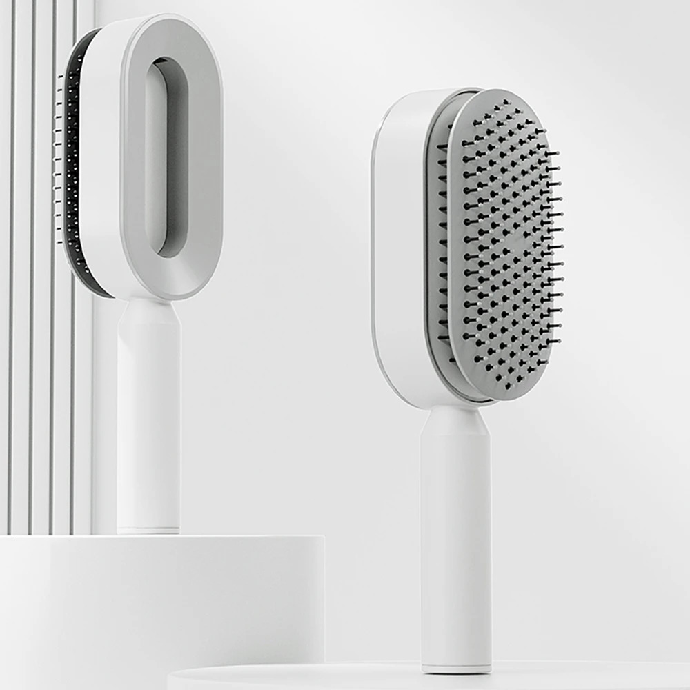 Hair Air Cushion Massage Comb Brushes Mini TPR One-Key Self Cleaning Detangling Scalp Anti-static Air Bag Styling Tools Beauty 240407