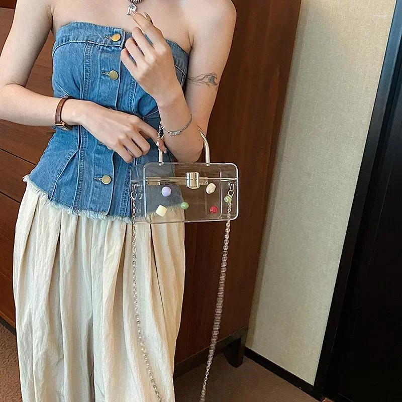 2025 NEW Totes Party Shoulder Bag Lady Acrylic Transparent Box Design Chain Cross Body Fashion Hand Held Small Square zhanyishengli