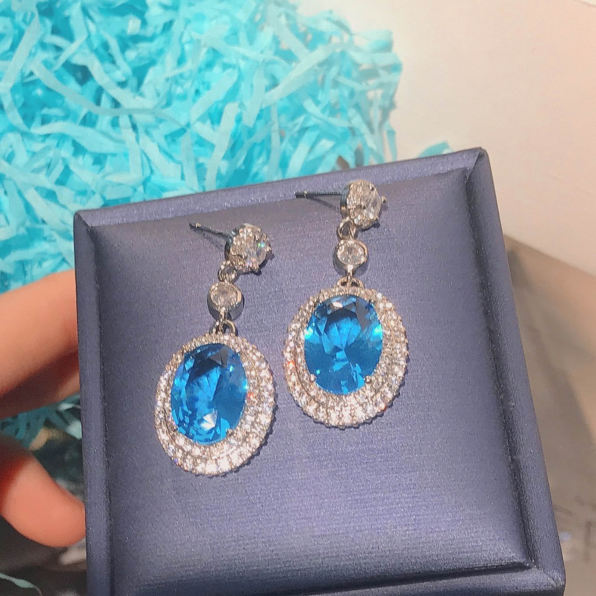 2024 Choucong Brand Ins Top Sell Dangle Earrings Jewelry Oval Cut Multi Color 5A Cubic Zircon CZ Dia Party Women Wedding Elagent Drop Earring Gift